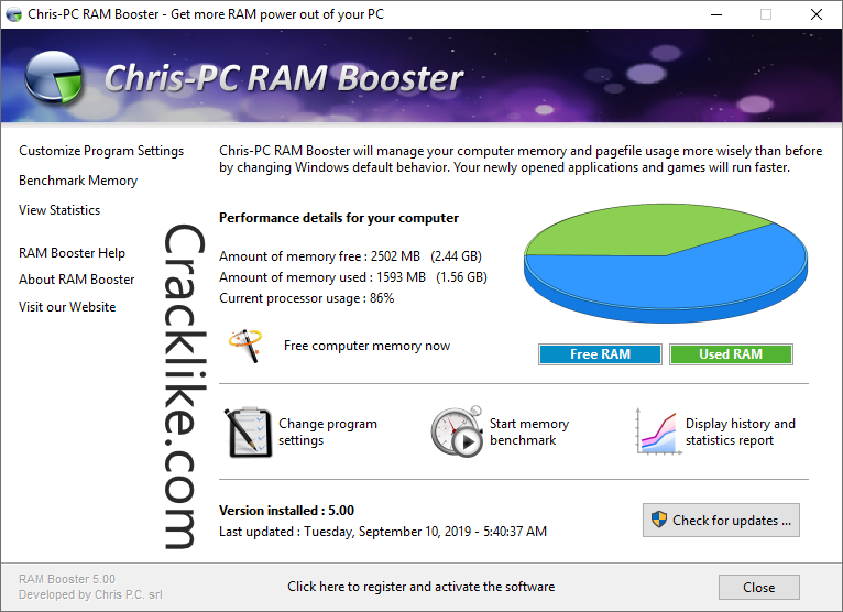 Chris-PC RAM Booster 6.09.29 Crack + Serial Key New Version Download 2023